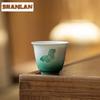 2pc/lot Mint Green Pile Painting Butterfly Teacup Retro Tea Bowl Mug Tea-tasting Meditation Cup Chazhan Master Cups Teaware 45ml