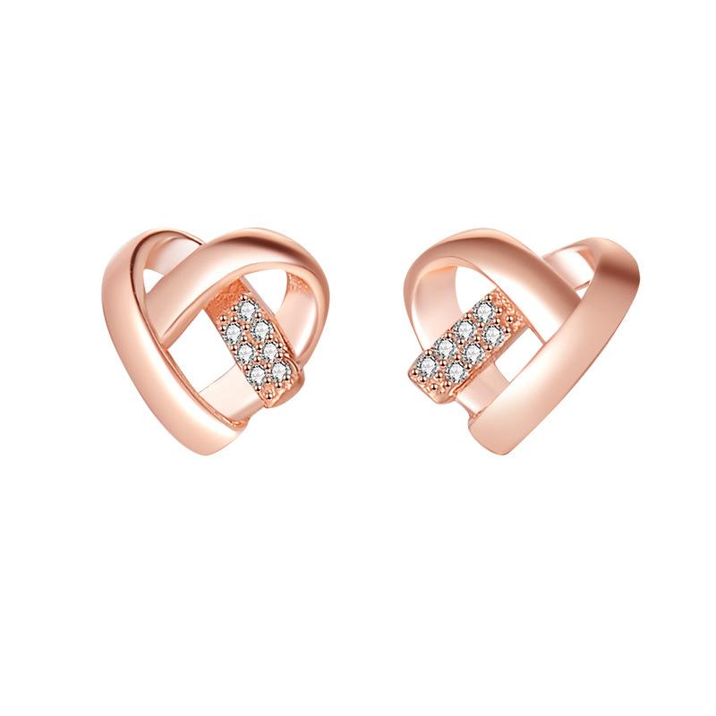 

Ribbon-wrapped Love Earrings Inlaid with Diamond Heart-shaped Hollow Origami Earrings for Women