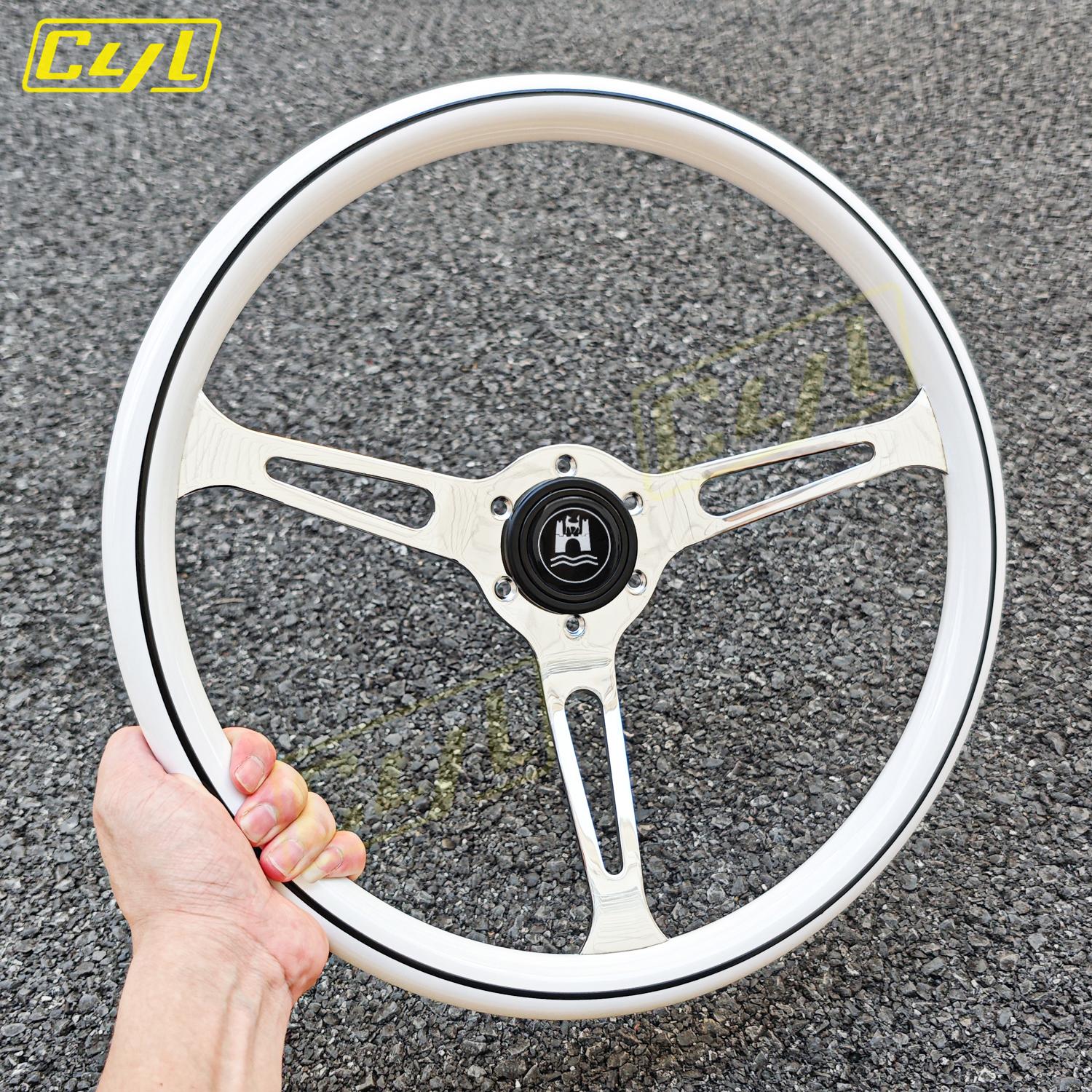 JDM White Classic Style Steering Wheel