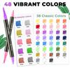 JusArt Acrylic Marker Paint Markers with Brush Tips Fine and Fine Acrylic Art Suitable for and Metallic Gift Idea Pens, 48-Color Set, (Both Tips),