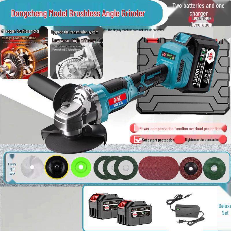 Brushless Electric Drill & Angle Grinder - Lithium Battery Rechargeable, Multifunctional Hand Grinder for Cutting and Grinding.