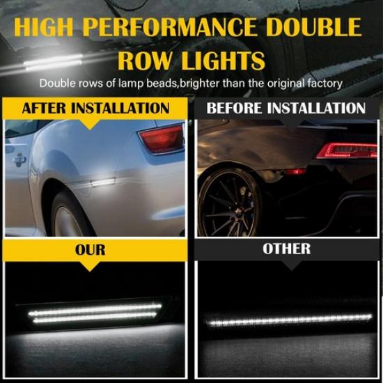 2x Car Smoked Rear Fender Led White Side Marker Light For Chevrolet 10-15 Camaro