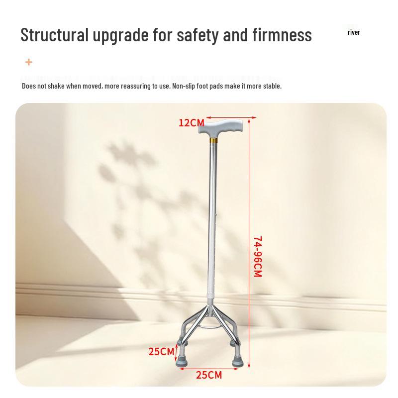 Yaşlılar için Ayarlanabilir Kaymaz Dört Ayaklı Alüminyum Baston