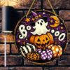 1pcs Halloween Retro Pumpkin Head, Colored Glass Style Sunshine Catcher, Acrylic Sign, Four Seasons Decoration