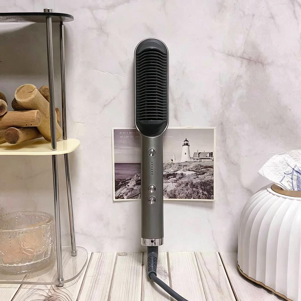 Negative Ion PTC Plate Metal Hair Straightening Brush USB Power Overheating Protection Portable Design Electric Comb