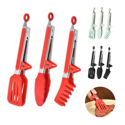 Set Pinze per Cibo Acciaio Inossidabile Pinze da Cucina Silicone Nylon Antiscivolo Clip Morsetto per Cottura BBQ Insalata Strumenti Griglia Accessori da Cucina