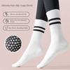 1 Pair of Women's Yoga Socks Skipping Rope Sports Pilates Indoor Anti Slip Floor Double Bar Mid Leg Socks