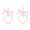 Fashion Sweet Love Heart Bowknot Pendant Hoop Earrings Harajuku Y2k Ribbon Bow Pearl Earings For Women Zircon