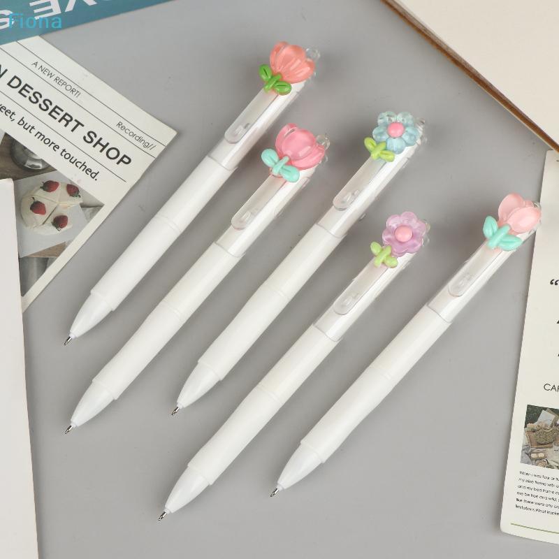 Cute 3D Flower Decor Gel Pens - Retractable Ballpoint Pens for School Office, Aesthetic Stationery Supplies