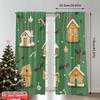 2 Stück 2D Flachdruck Frohe Weihnachten Beliebte Fenster Vorhänge Weihnachts Lebkuchenhäuser Zuckerstangen 100% Polyester Stoff