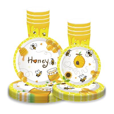 Honigbiene Sonnenblumen Thema Einweggeschirr Gelbe Biene Honig Teller Servietten Becher Kinder Happy Bee Geburtstagsparty Zubehör