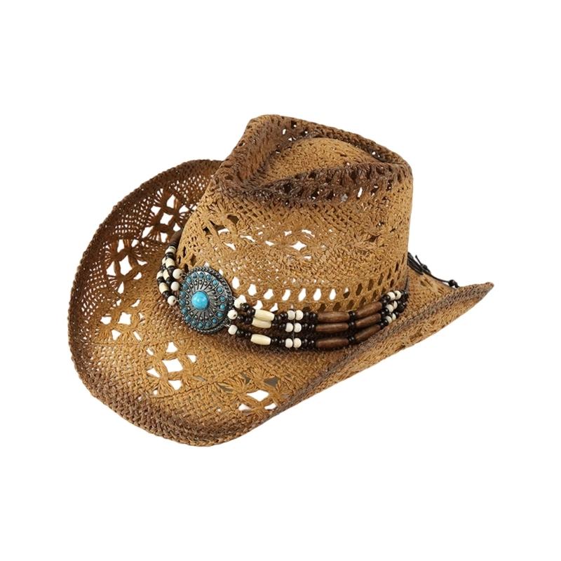

Классическая плетеная соломенная шляпа от солнца с дизайном западного скотовода для взрослых и подростков, унисекс, дышащая панама для пляжной носки