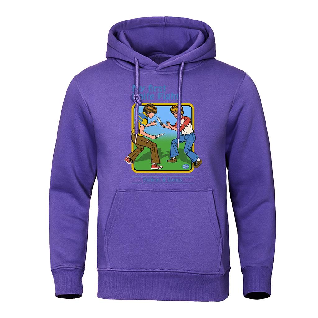 My First Knife Fight Printing Hoodies Casual Fashion Soft Streetwear Crewneck Fleece Sweatshirt Pullover Hip Hop Hoody