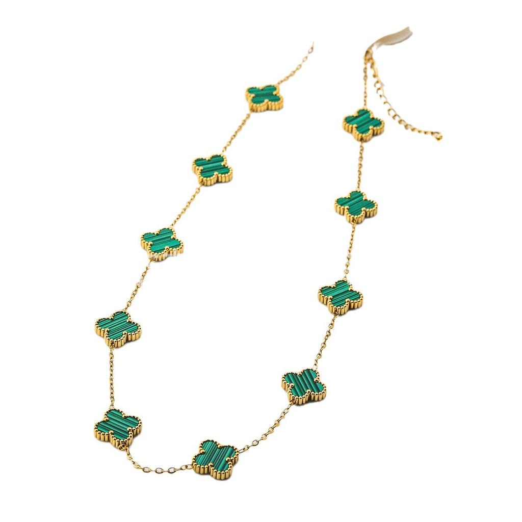 Collana con 10 Fiori Quadrifoglio Moda Lusso Leggero Ciondolo a Fiore Catena Clavicola da Donna