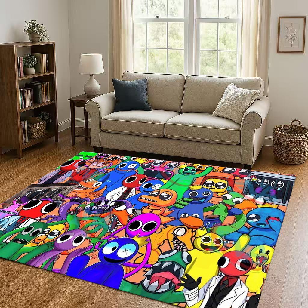 HD R-Rainbow Friends Game Cartoon Living Room Non-Slip Area Rug Carpet for Bedroom Playroom Sofa,Easy Clean Home Decor Doormat