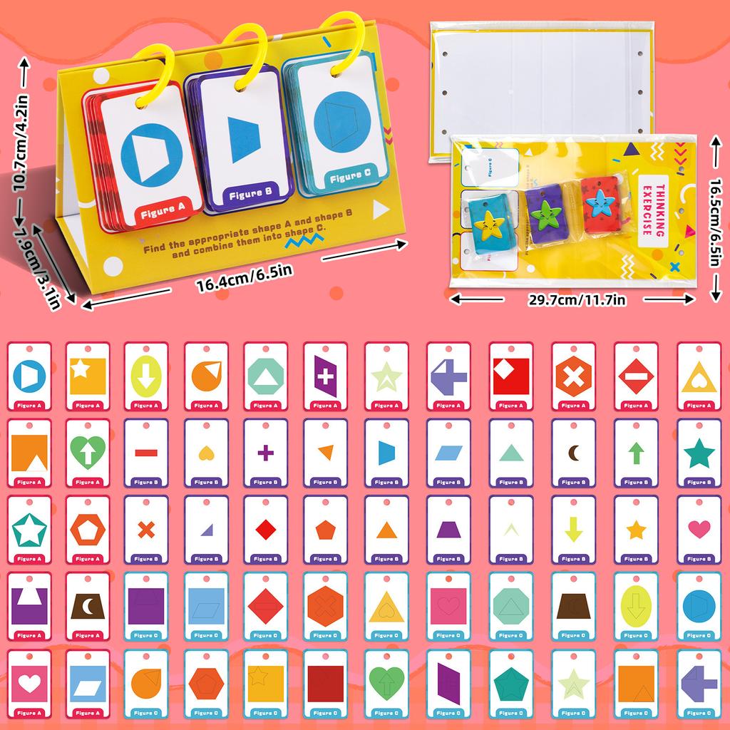 60 Graphic Combination Desktop Education Cards Color Enlightenment Graphic Combination Cognitive Card Parent-Child Interaction