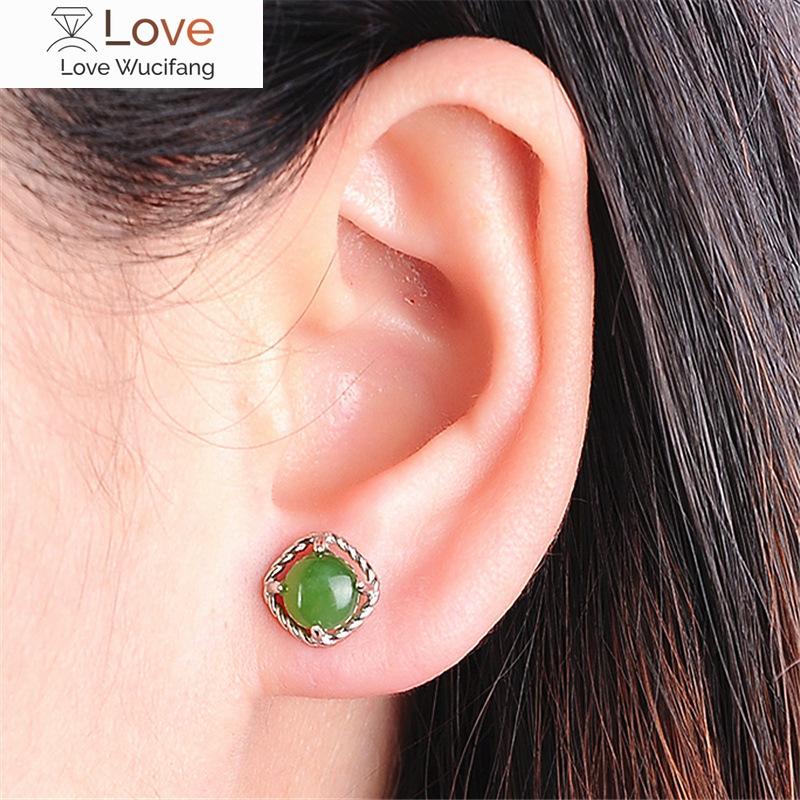 

Китайский натуральный зеленый халцедон ручной работы серьги-капли модный бутик ювелирных изделий мужские и женские серьги популярные подарки