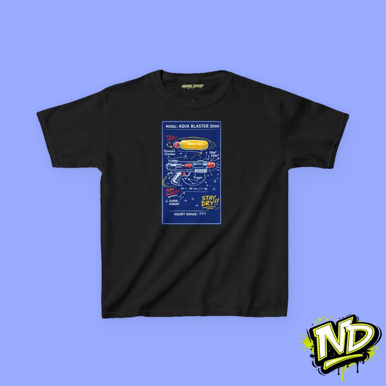Blueprint Water Gun Toddler T-Shirt, Hydro shooter Engineer, Mechanical Style, Funny