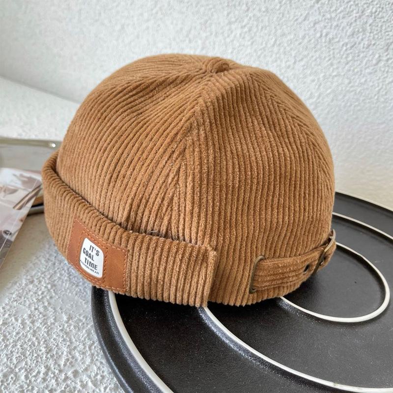 Hat men's tide early autumn retro corduroy landlord hat versatile melon fur hat women's literary hip-hop hat