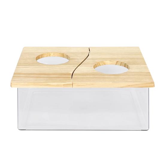 Yousheng Hamster Sandbox Transparent Visible Large Space Smooth Edge Burr Free Lid Design Take Bath Wood Hamster Shower Bathtub Sandbox Cage