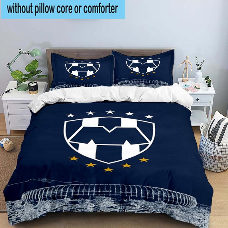 3pcs Monter-rey Football Crest Art Printed Bedding Set Duvet Cover Closure Includes 1 Duvet Cover & 2 Pillowcases Bedding Sets Home Decor Gifts