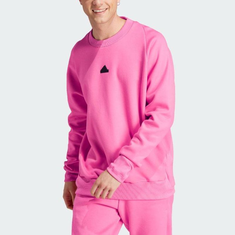 adidas ZNE. Moletom Premium Logo Liso Secagem Rápida Esportivo Casual Gola Redonda Manga Longa Masculino Moletom Rosa IN5111