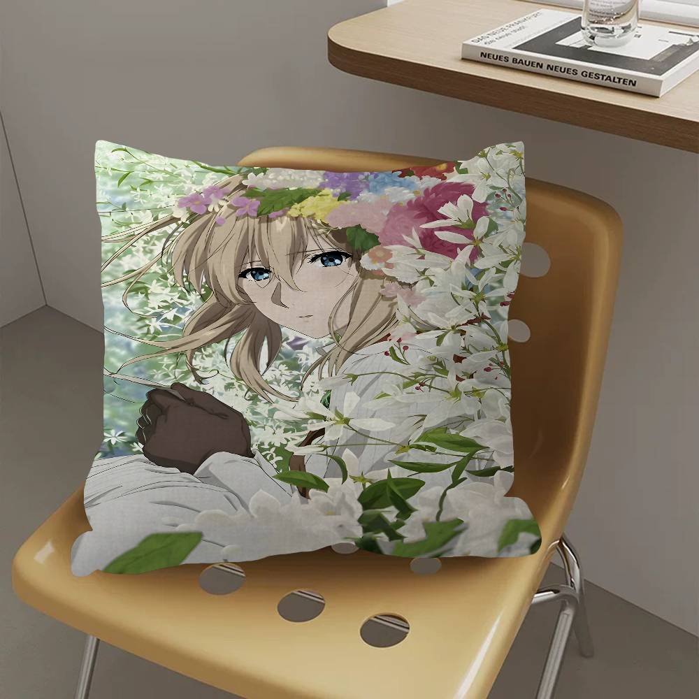 Anime Violet Evergarden 45*45cm Cushion Cover Pillow Cover Decor Pillowcase Home Pillowcase For Couch Pillow