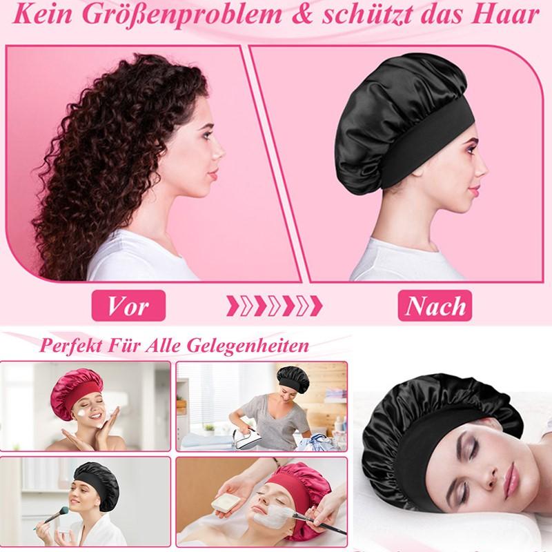 Satin Sleep Bonnet 2Pcs Soft Stretch Wide Elastic Band Breathable Hair Care Headscarf for Home Night Sleeping