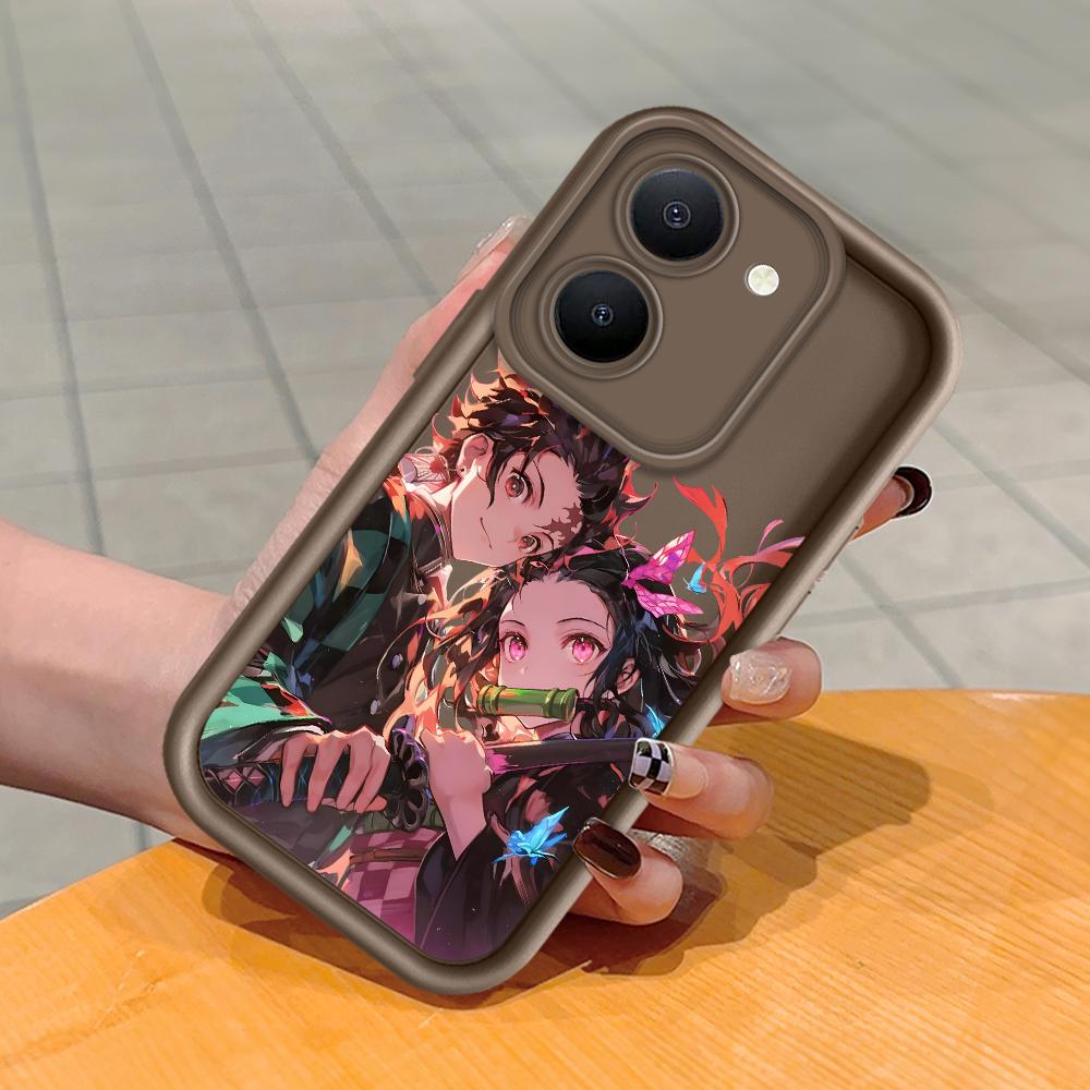 Soft Silicone Square Ladder Printing Pattern Phone Casing Full Cover Camera Shockproof Protection Rubber Case for Vivo