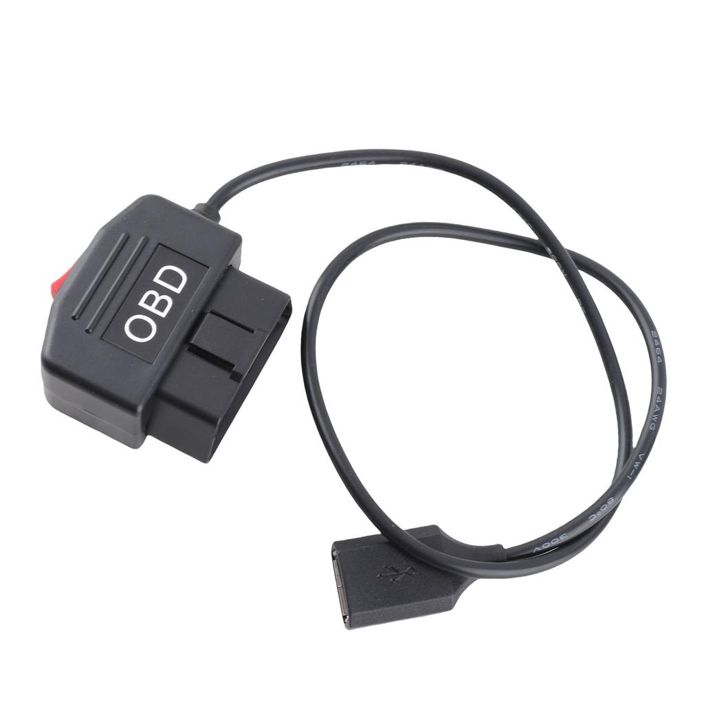 48cm 18.9in OBD Power Adapter Cable with Switch Button ACC Mode Low Voltage Protection for Dash Camera Phone Charging