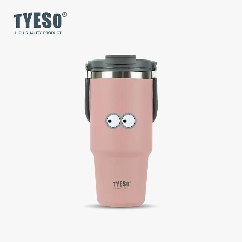 Tyeso 1050ML Big Capacity Travel Mug Vacuum Cup Stainless Steel Coffee Cup Cold Hot Double-layer Insulated Cup Tumbler with Eye Sticker