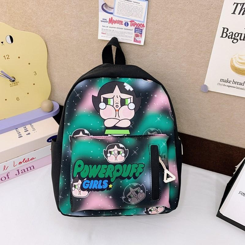 Puff Power Girls Large Capacity Backpack Kids Cartoon Schoolbag Waterproof