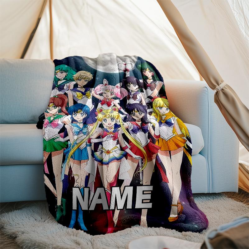 Customizable Sailor Moon  Throw Blanket – Personalized Name, All-Season Cozy Snug Blanket, Machine Washable, Personalized Blanket