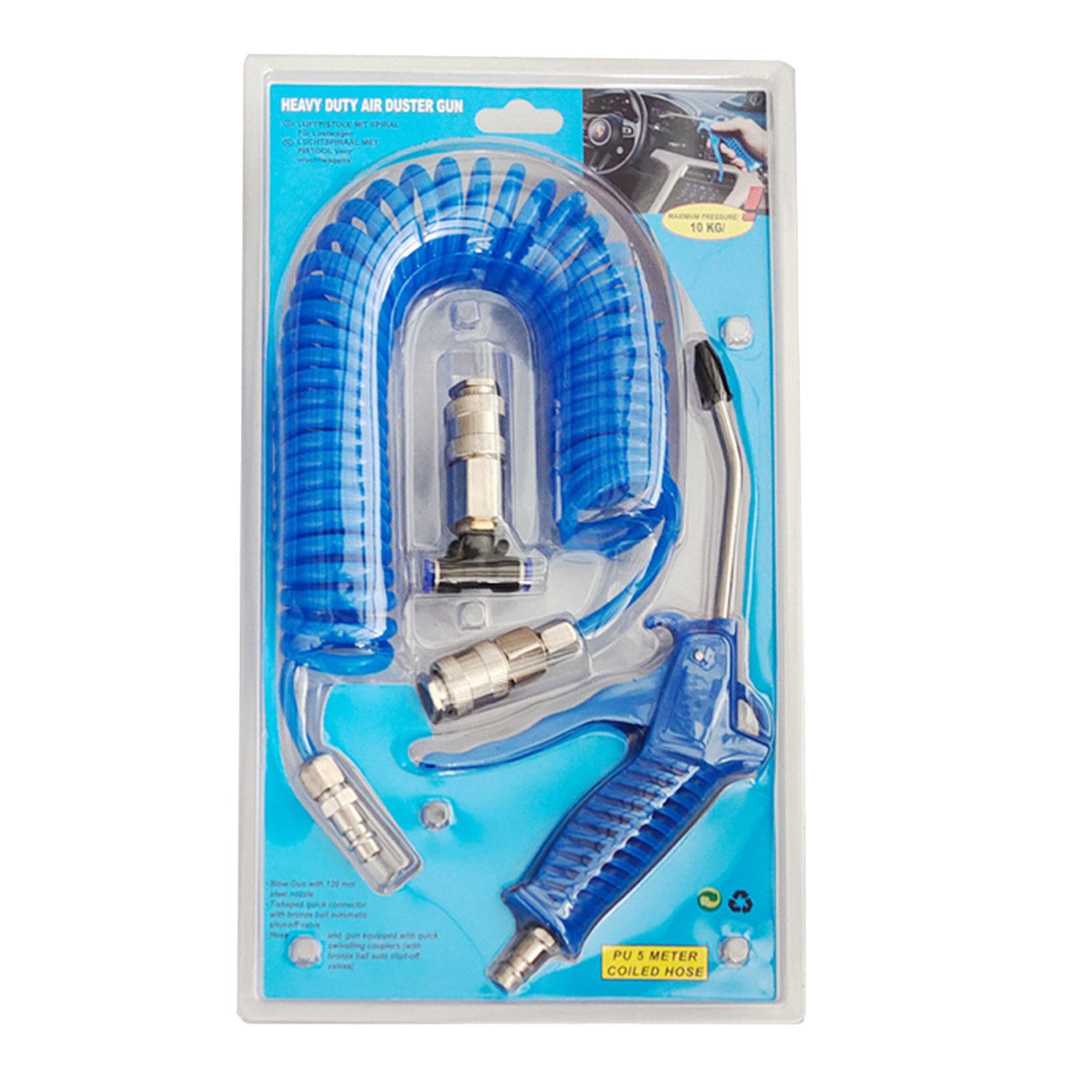 

Air Blow Duster Set with 5 Meter Long Coil Pu Hose for Truck Air Compressor Dust Removal Air Duster Cleaning Nozzle Tool
