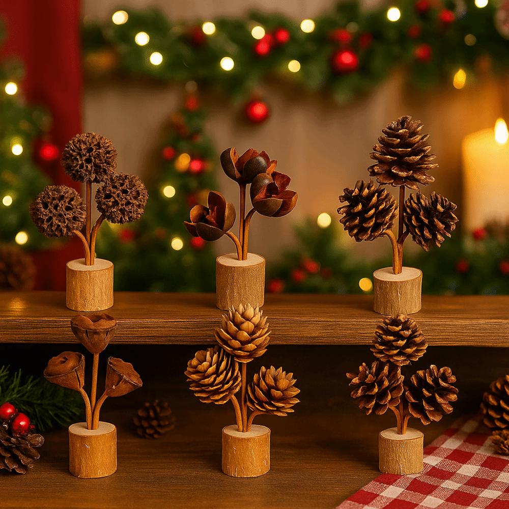 Natural Pinecone Tabletop Pine Cone Ornament Handcrafted Wood Base Holiday Pine Cone Accessories DIY Decoration