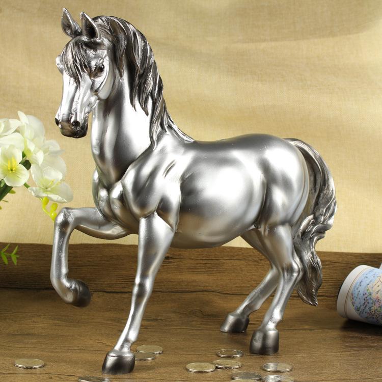 Creative home office business gift horse to success save money piggy bank resin crafts home decoration