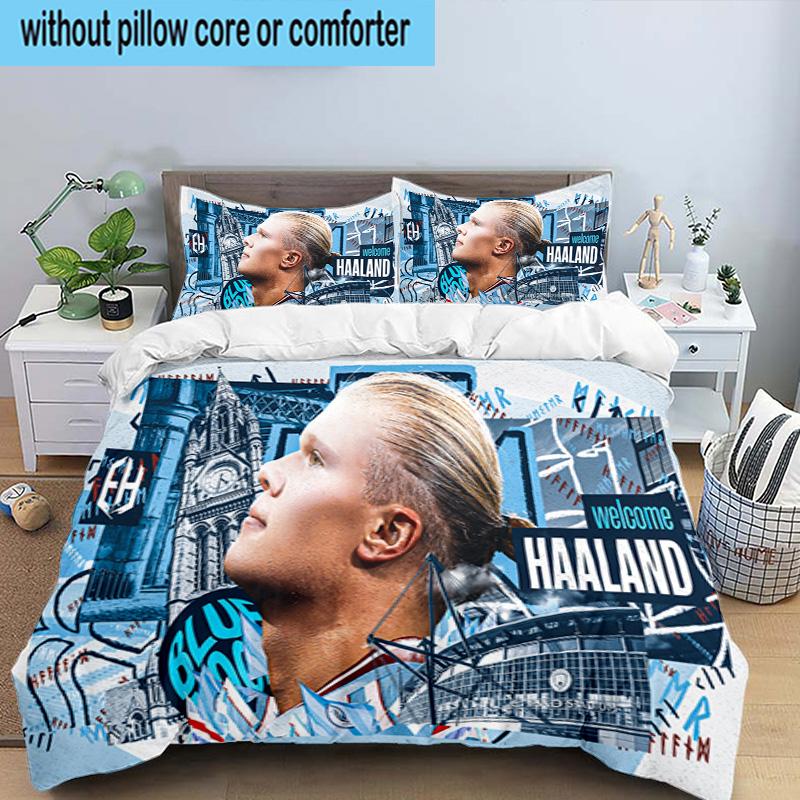 Haaland Player Pose 3PCS Bedding set,Ideal for1pc Duvet Cover And 2pcs Pillowcases Perfect for Christmas gift,Ideal for Bedroom, Dormitory