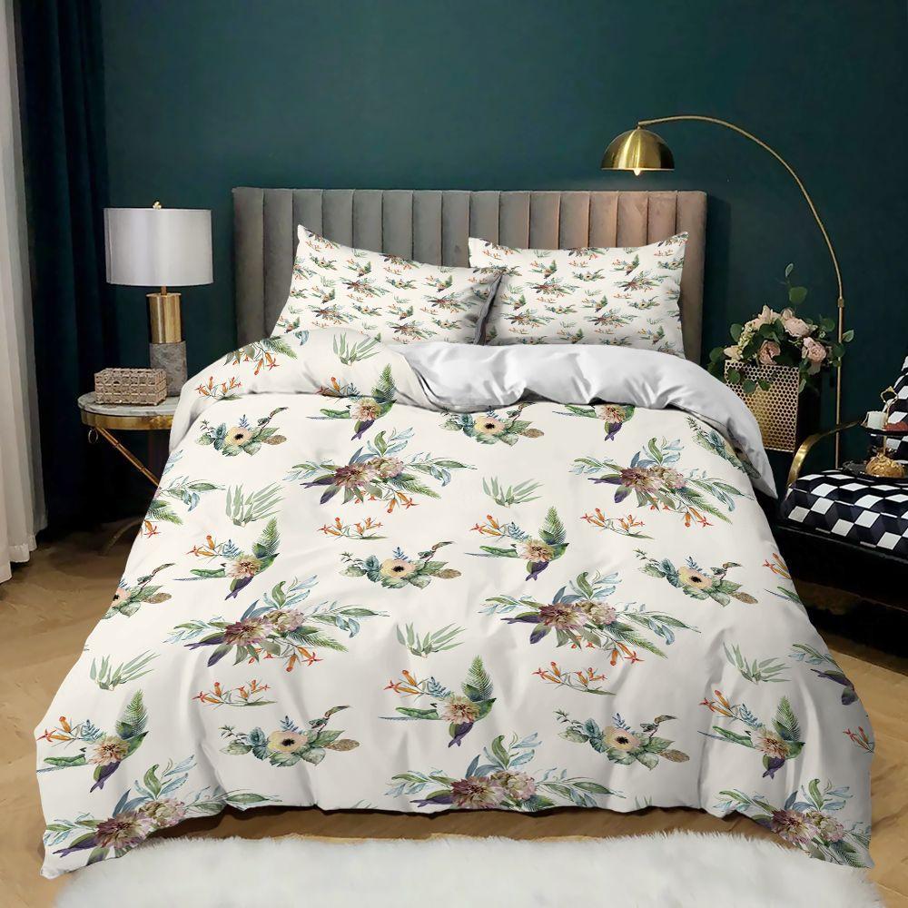 Pastoral Three-Piece Plant Printing Four-Season Kit Quilt Cover