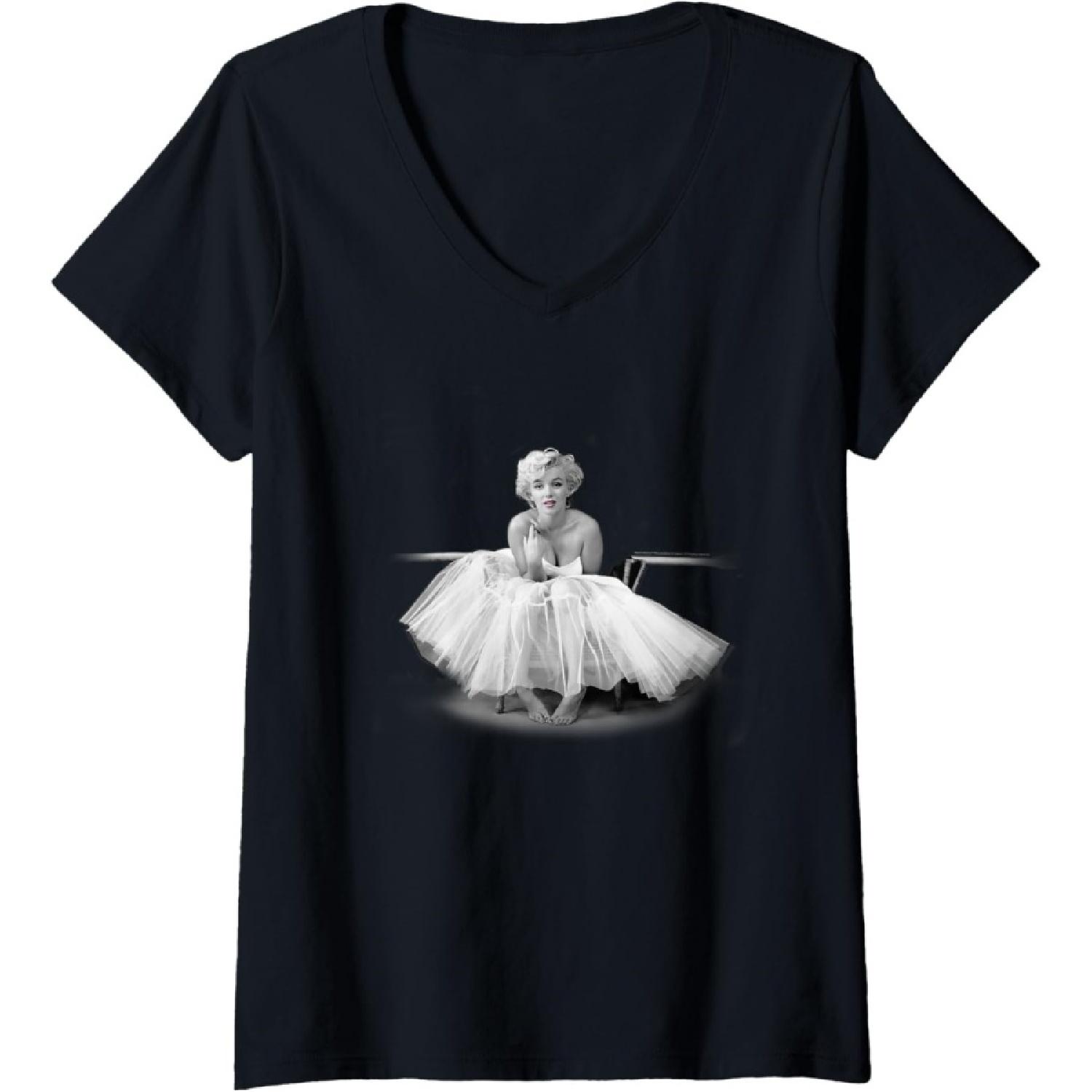 Womens Marilyn Monroe Pretty V-Neck T-Shirt S чёрный
