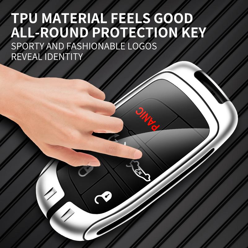 Nueva Funda de Cubierta para Llave de Coche de Aleación y Cuero Para Jeep Grand Cherokee Chrysler 300C Renegade Fiat Freemont Dodge Ram 1500 Challenger Dart