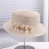 2026 New Fashion Mesh Veil Straw Hat with Pearl & Flower, Elegant Versatile Sun Cap for Women, Outdoor Travel Walk Street Snap