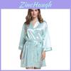Silk Satin Sleep Robe For Women Summer Lightweight Short Kimono Lounge Wear