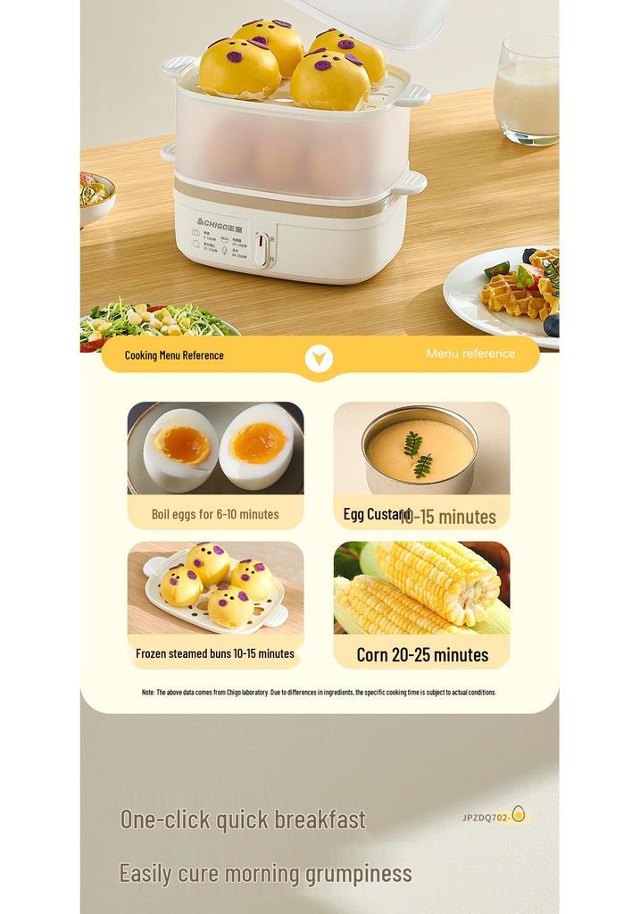Automatic Egg Boiler & Breakfast Multi-Cooker with Power-Off Feature - Double-Layer, Ideal for Dorms & Homes