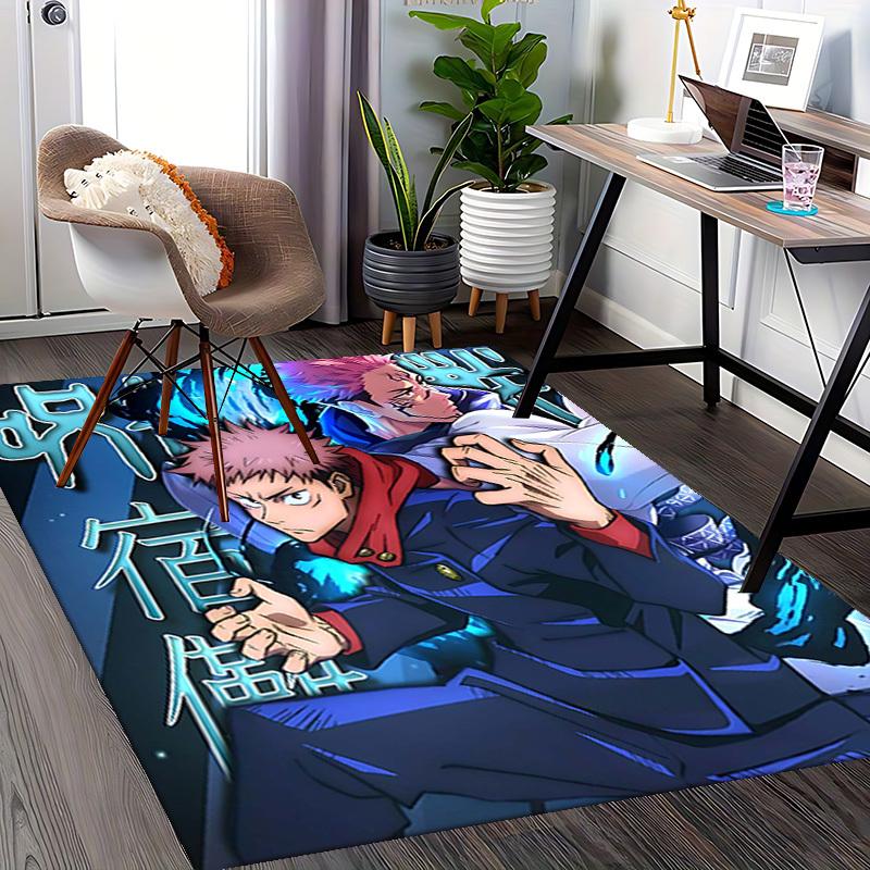 1pc Anime Cartoon Design Jujutsu Kaisen Satoru Gojo Chair Mat Non-Slip Carpet for Office Home Decoration Living Room Bedroom Game Room Birthday Gift A