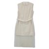 BOSS Ivory Sheer Pleated Belted Sleeveless One-piece Dress 44 Off whiteUsed