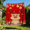 1pc Christmas Deer Outdoor Flannel Blanket, Cozy & Warm Soft Te Playful Design, Napping Camping,