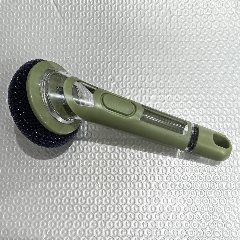 Automatic Liquid-Dispensing Long Handle Kitchen Cleaning Brush with Steel Wool