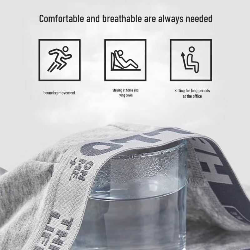 Yalu Men's 7A Antibacterial Pure Cotton Boxer Briefs (4-Pack)