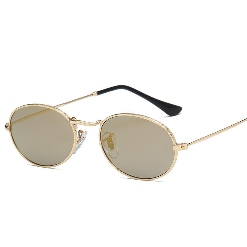 New European and American vintage oval frame sunglasses for women, colorful versatile street style sunglasses, men's glasses S