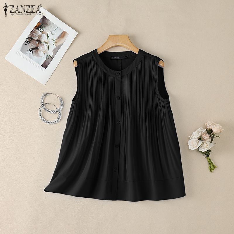 ZANZEA Women Casual Round Neck Loose Sleeveless Tank Tops